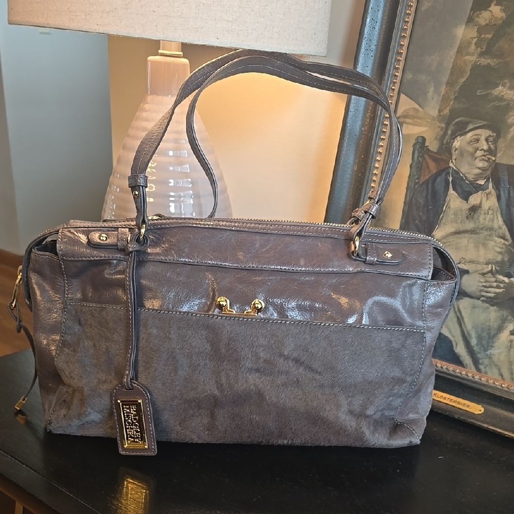 Badgley Mischka Leather And Cow Fur Tote